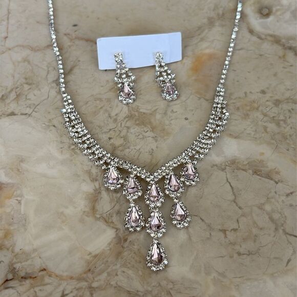 Bollywood Costume Jewelry Set Matching Necklace & Earrings - Picture 1 of 8